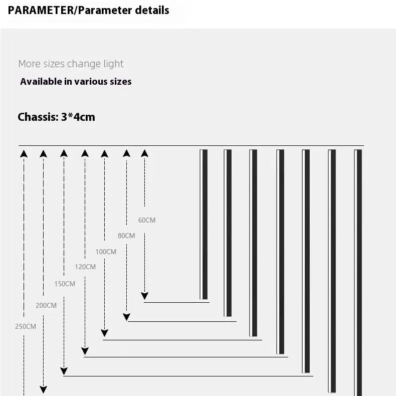 80cm black aluminium LED wall lamp with touch control for 3000K, 4000K, 6000K light colours and slotted-free mounting