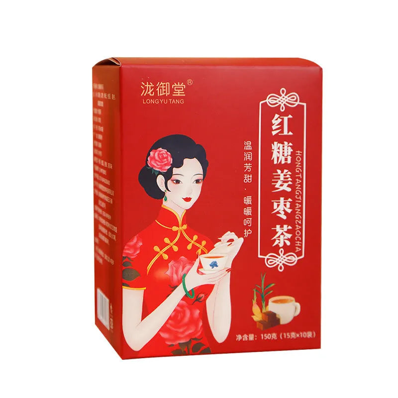 150g box of ginger tea bags with brown sugar, red dates, and traditional herbal ingredients