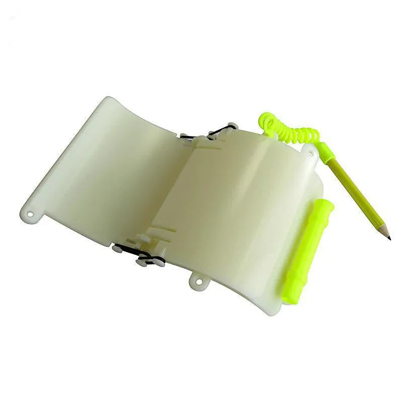 White luminous underwater handwriting wristboard for diving with pencil and O-ring