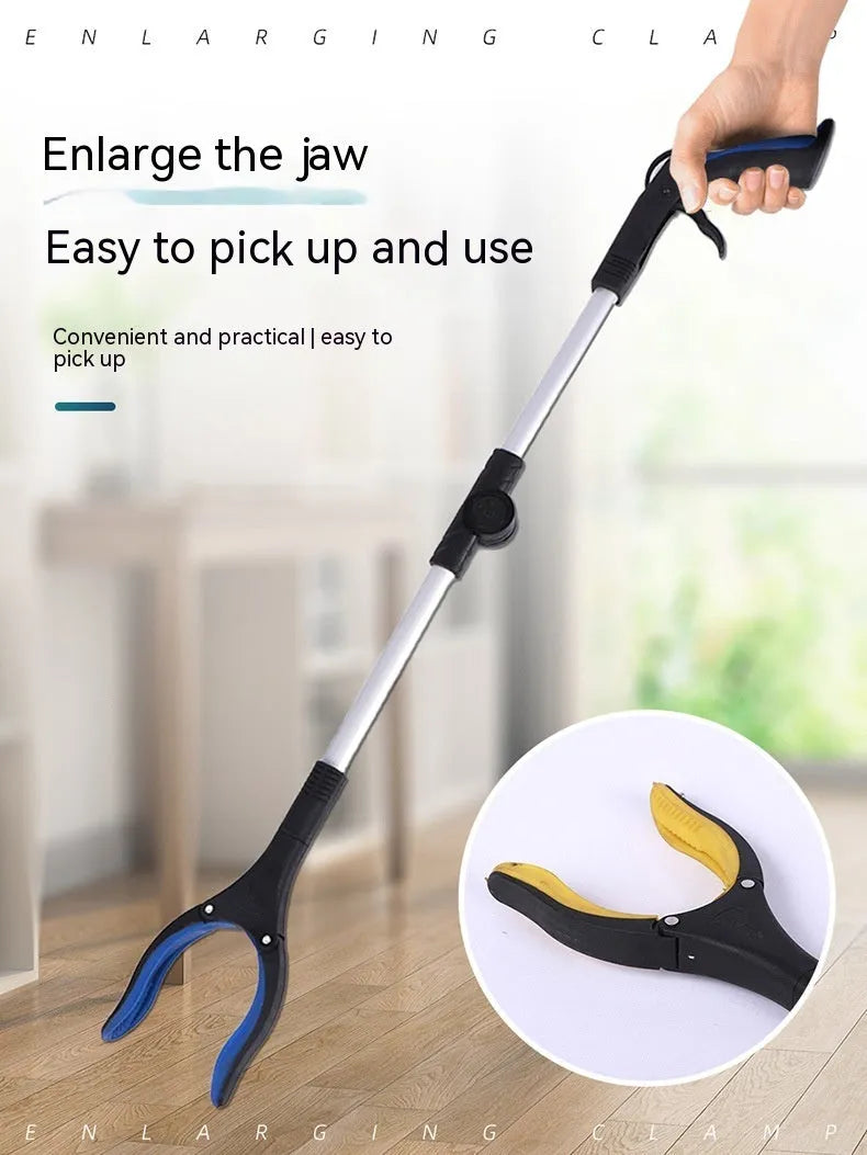 Foldable aluminium alloy pick-up clamp extended to 80cm with magnet sucker, showing blue handle option