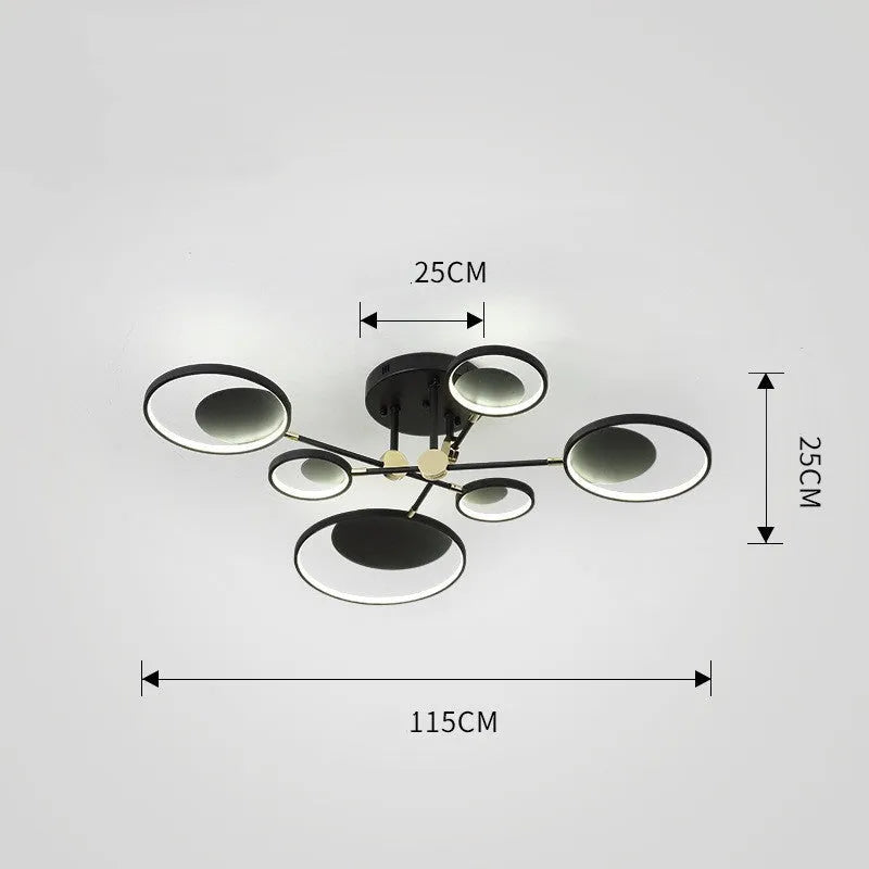 720mm glass LED ceiling light with three colour settings and 4, 6 or 8 head caps, 220V, EU CE certified
