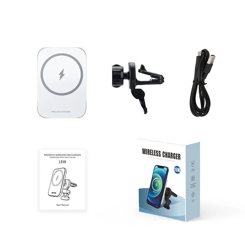 Black magnetic wireless charging car phone holder for Apple iPhone 12 with 15W fast charge