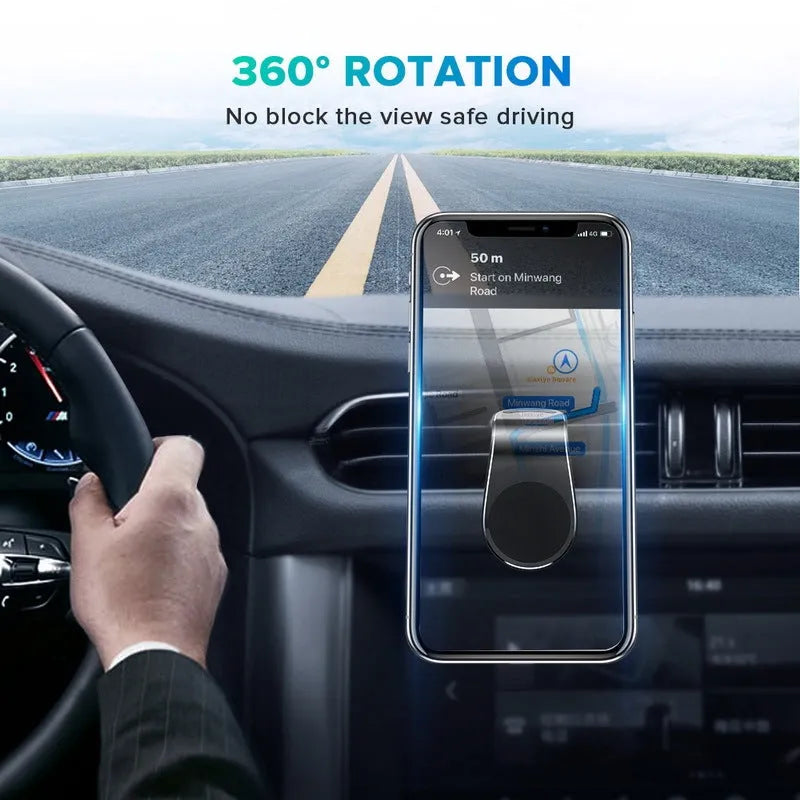 Universal car dashboard mobile phone holder with adjustable rotating ball joint in black finish
