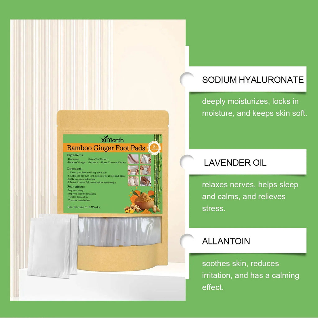 Ginger and turmeric adhesive health patches pack containing 10 patches with bamboo vinegar formulation