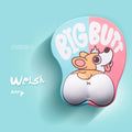 3D corgi design computer mouse pad with integrated soft wrist support cushion on desk.