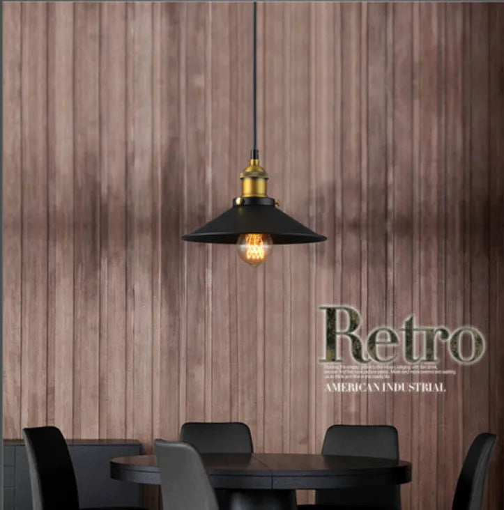 Iron chandelier LED ceiling light in American countryside style, 22cm to 36cm, with push button switch and iron shade