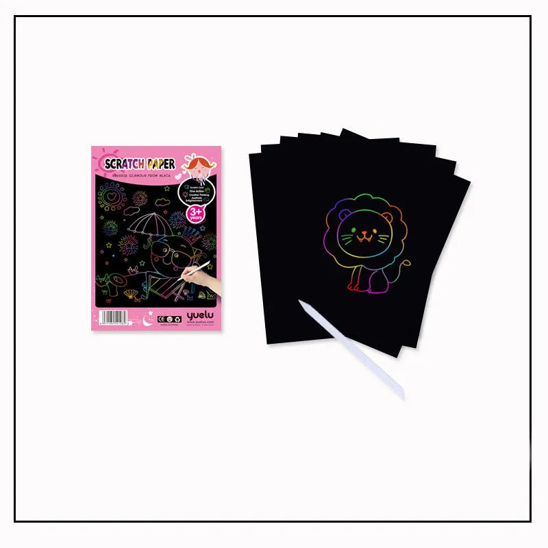 Children's handmade drawing paper in A4 and 16K sizes with solid colour scraping surface