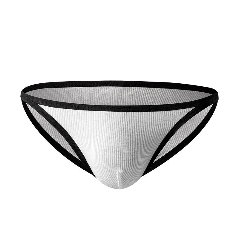Grey men's low waist small briefs with thin rib weave fabric