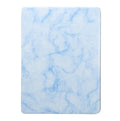 Tri-fold marbling iPad case in dark grey with integrated pen slot for Apple Pencil, showing shockproof imitation leather housing