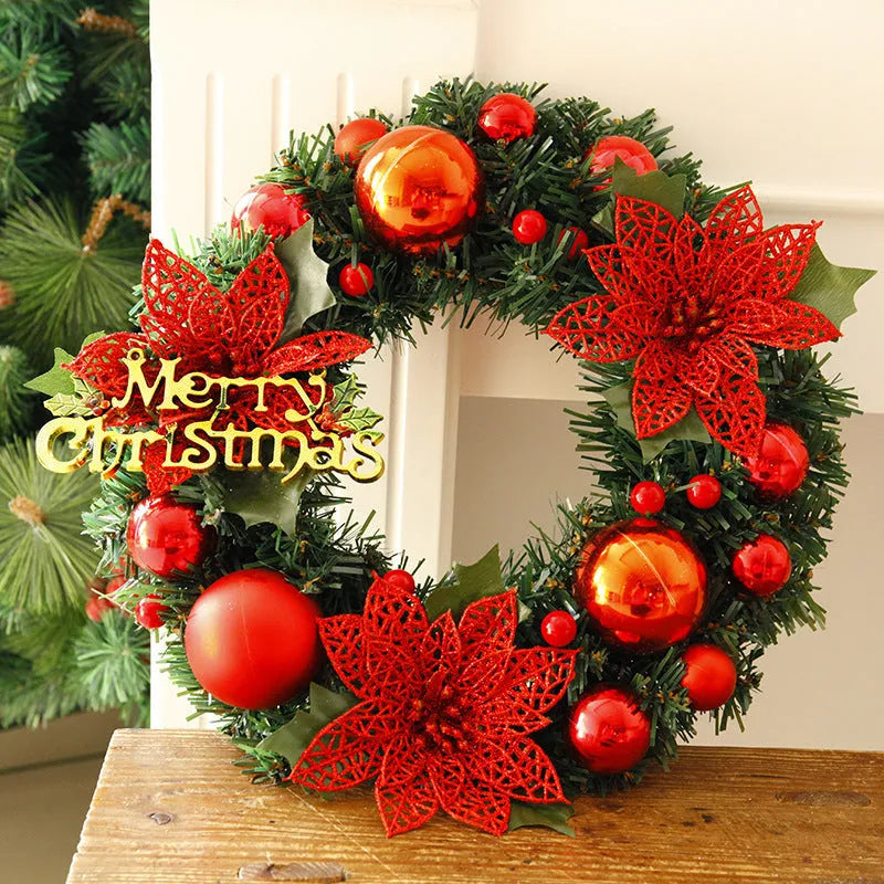 30cm multicolour plastic Christmas wreath for door and garden decoration in six colour options