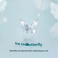 Adjustable 41-50cm 925 silver necklace with detailed butterfly pendant on O-ring chain