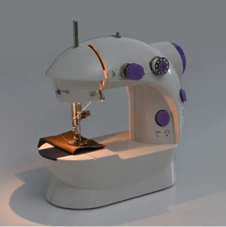 Miniature electric household sewing machine with compact 20cm design for basic garment repairs