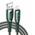 Braided Lightning charging cable with zinc alloy connectors in black or dark green