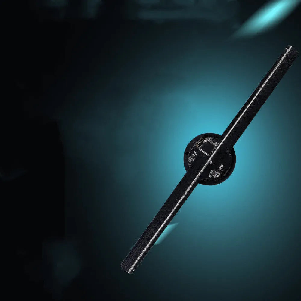 Upgraded naked eye 3D holographic advertising fan screen with 42cm display on a floor stand.