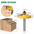 Door and window step cutter woodworking tool with 8mm shank and carbide blade