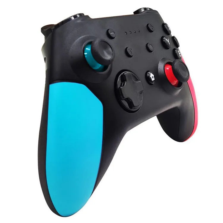 Bluetooth gamepad controller for Nintendo Switch, PC and Android with blue and red colour scheme