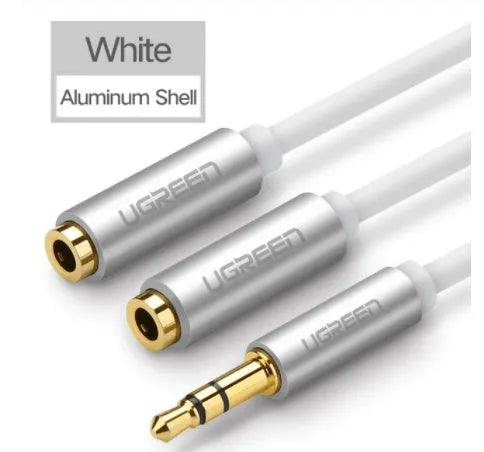 Earphone 1/2 couple cable with gold-plated 3.5mm connectors and 20cm length
