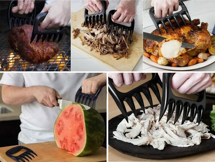Black bear claw meat shredder barbecue tool set with two polycarbonate shredders