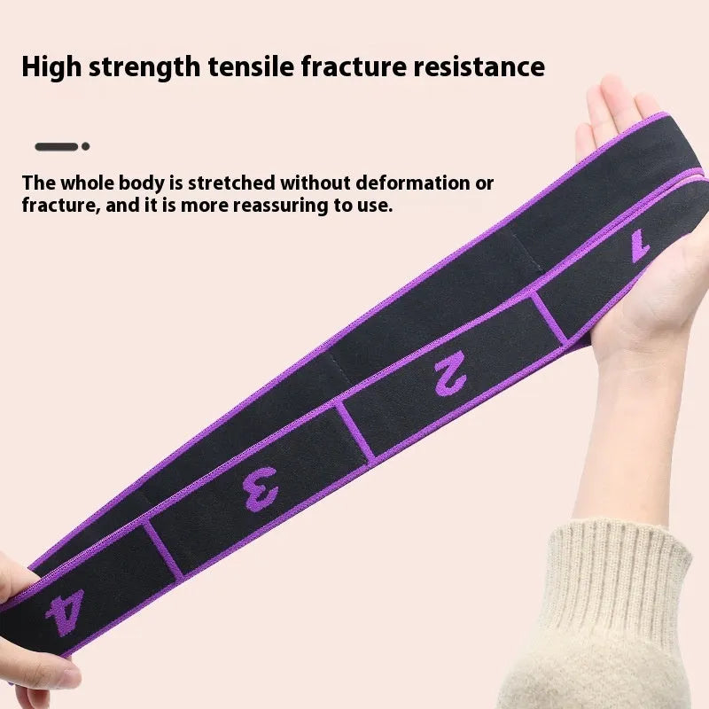 Yoga multi-section stretch strap in polyester cotton latex yarn with eight stretch sections