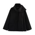 Women's street fashion overcoat with artificial fur collar in lengthened 100cm design