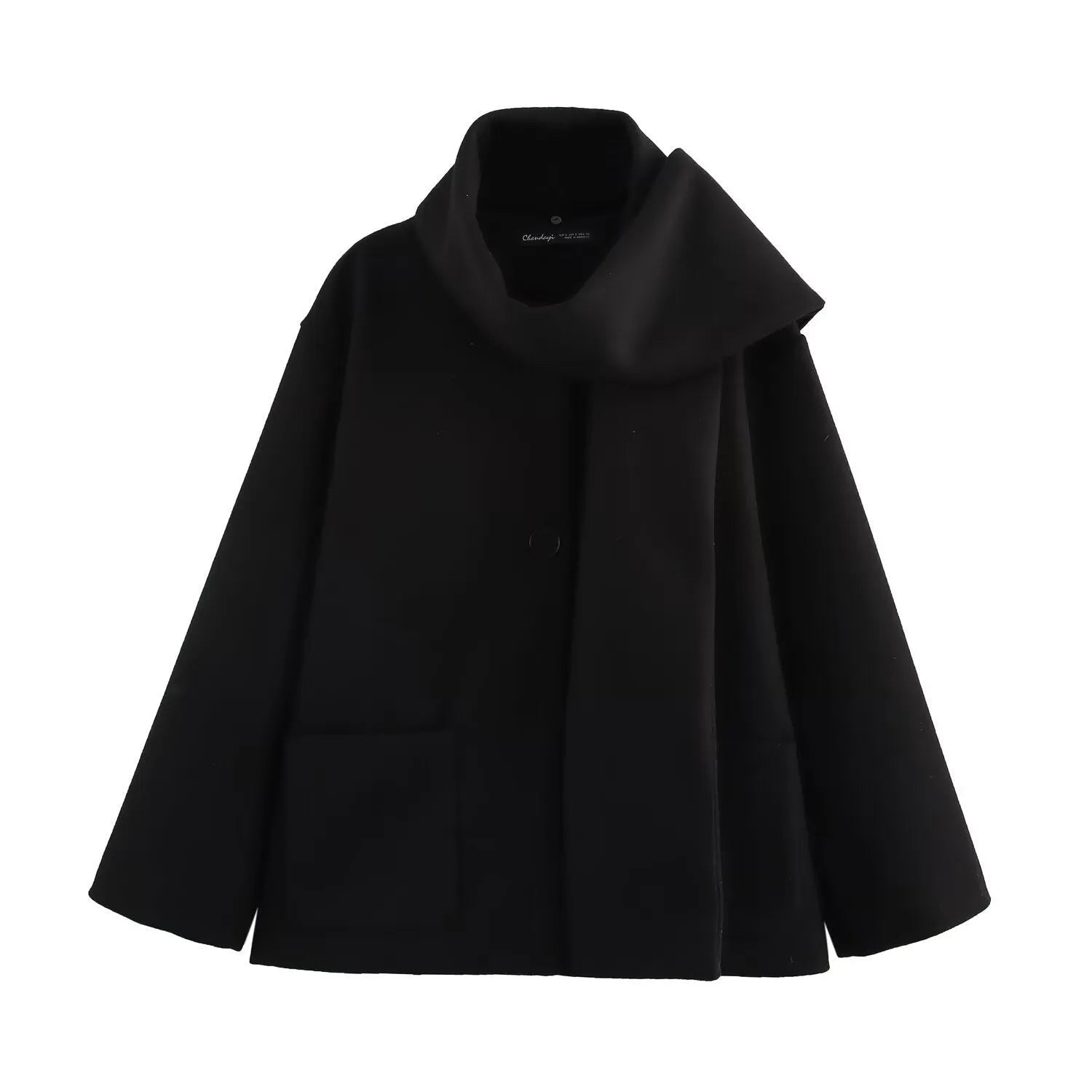 Women's street fashion overcoat with artificial fur collar in lengthened 100cm design