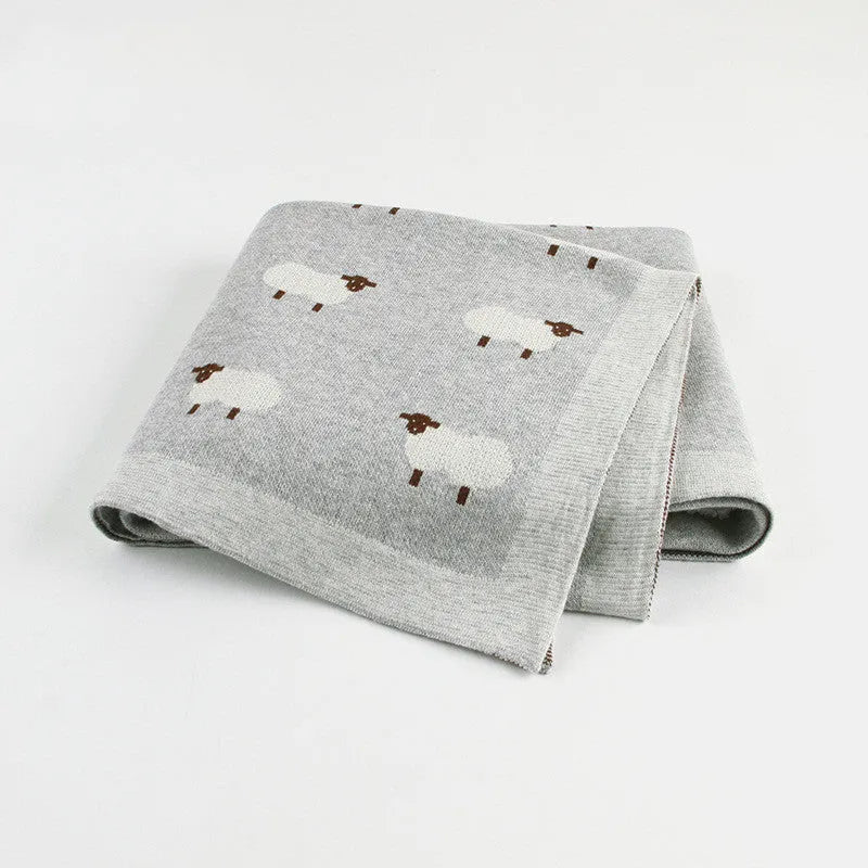 Pink and grey baby sheepskin blanket wind covers measuring 100cm by 80cm