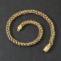 Men's titanium steel keel chain necklace with antique silver finish and large hemp flowers chain design