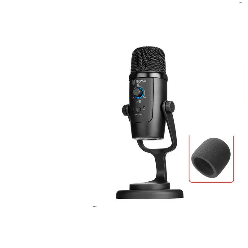 Boya BY-PM500 black USB microphone with Type-C port and included adapter cables