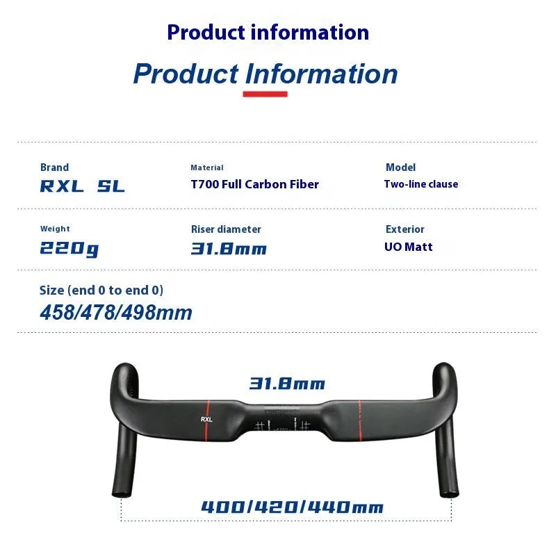 Carbon fibre road bicycle handlebar with double line graphic in black, shown from above.