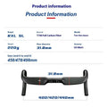 Carbon fibre road bicycle handlebar with double line graphic in black, shown from above.