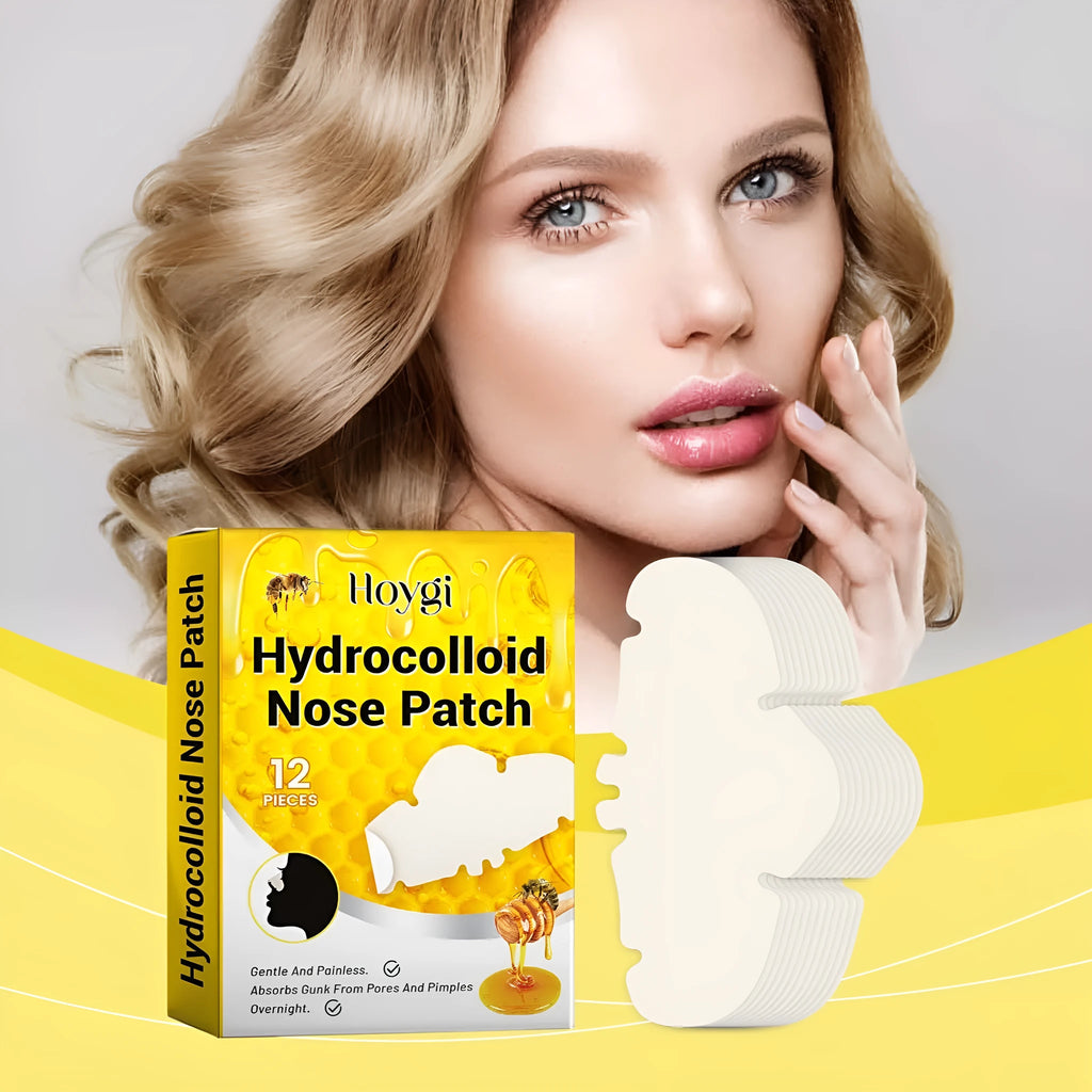 Twelve transparent hydrocolloid nose patches for blackhead removal and facial pore cleansing