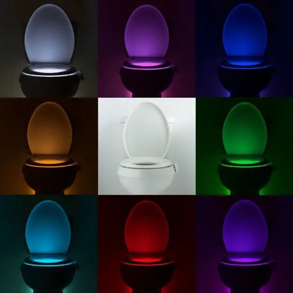 8-colour LED toilet light with motion sensor and foldable stick, 7 x 5.5 x 10.5 cm, IP65, ABS body
