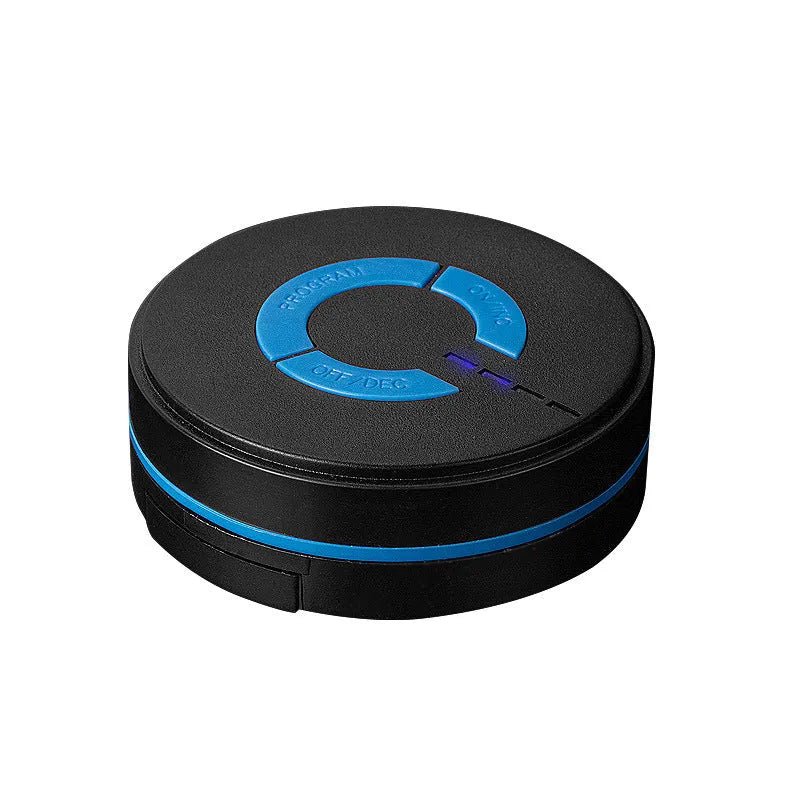 Black HQ-185 mini electric shoulder and neck massager with compact handheld design.