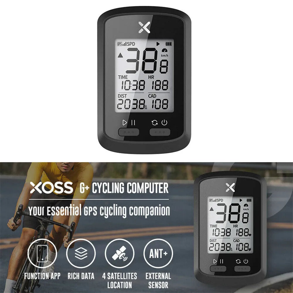 Black waterproof bicycle stopwatch with LCD screen and detachable wrist strap.