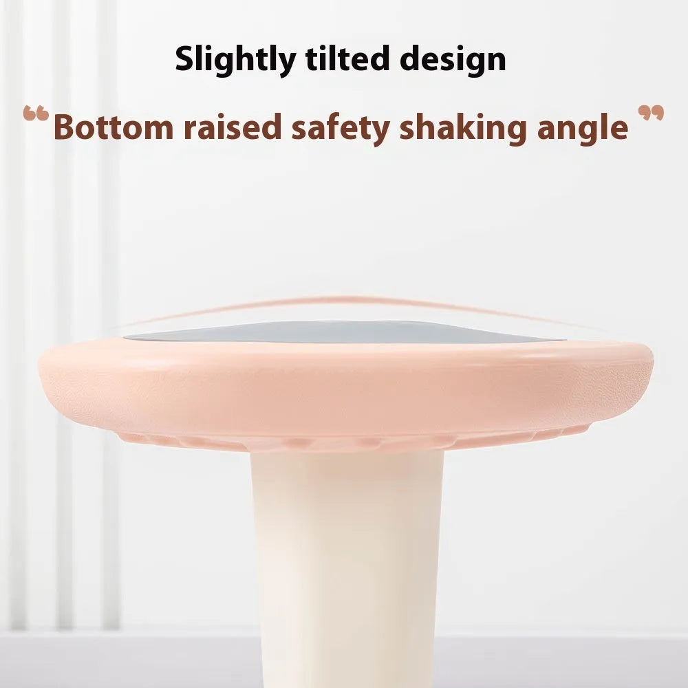 A plastic children's rocking stool for balance training and active sitting, shown in one of seven available colours.