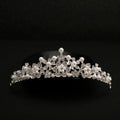 Three-piece bridal set with crystal flower necklace, crown and stud earrings in European and American style