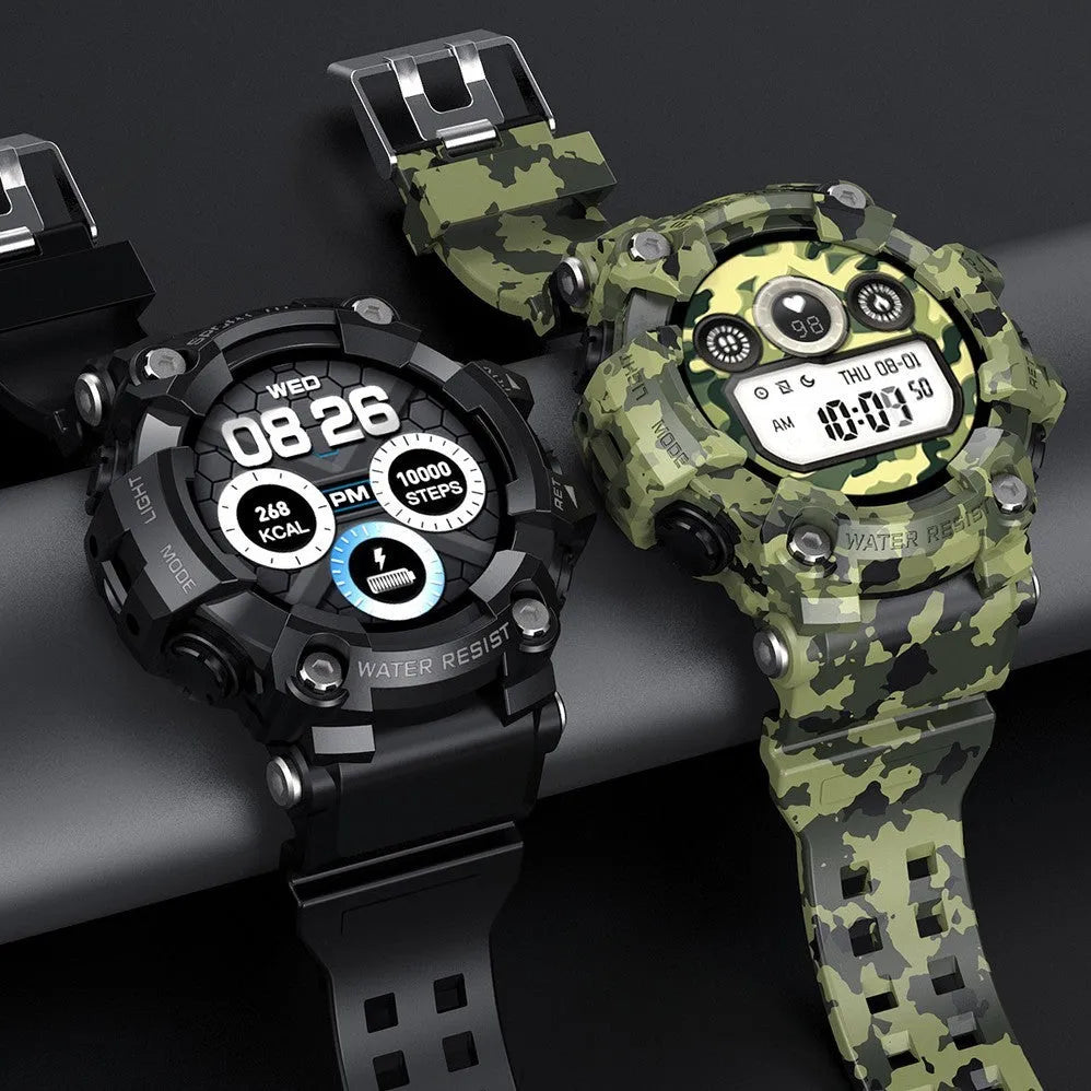 T6 Tactical Rugged Smart Watch Bracelet in black or green with 1.3-inch screen and anti-sweat wristband