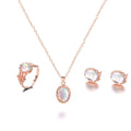 Women's alloy pendant necklace set with electroplated finish, inlaid gems, earrings, and hand accessories