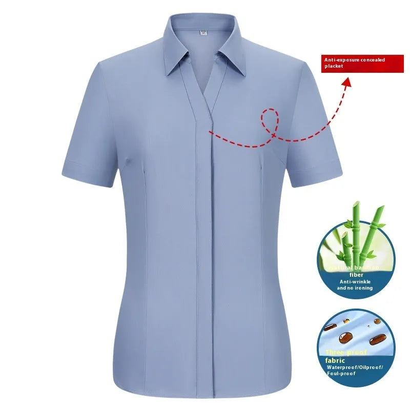 Men's bamboo fibre business shirt with square collar and long sleeves in slim fit, showing waterproof and stain-resistant properties