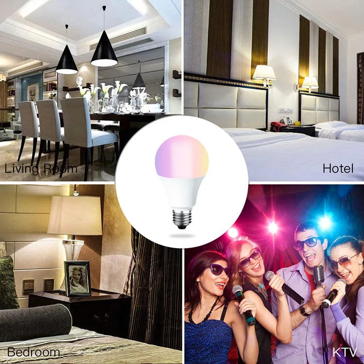 Smart WiFi LED light bulb with colour changing and voice control for Alexa and Google Home.