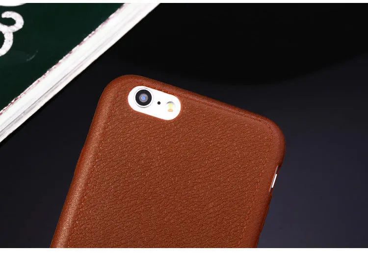 TPU leather phone case for iPhone in black, brown, navy blue or wine red