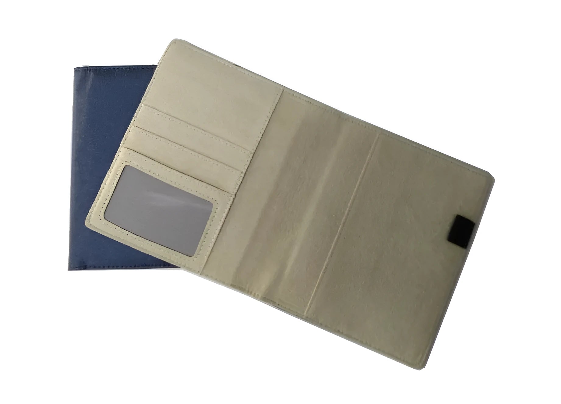 Blue imitation leather A5 notebook cover with a classic car line drawing design.