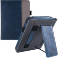 Kindle Paperwhite 5 leather case with wrist splint bracket in various colours like Black Calfskin and Starry Sky