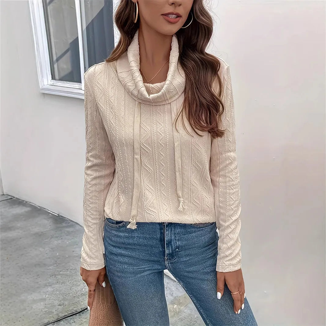 Apricot long sleeve hooded pullover sweater with drawstring, sizes S to XXL, solid colour pattern