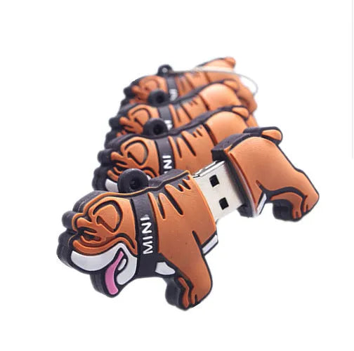 Silicone bulldog USB flash drive in 2GB to 64GB capacities with custom logo printing option