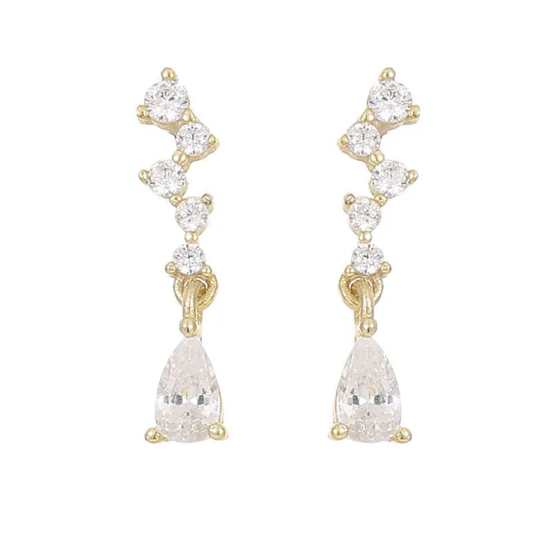 925 sterling silver water drop zircon earrings for women in gold or white gold colour with geometric shape