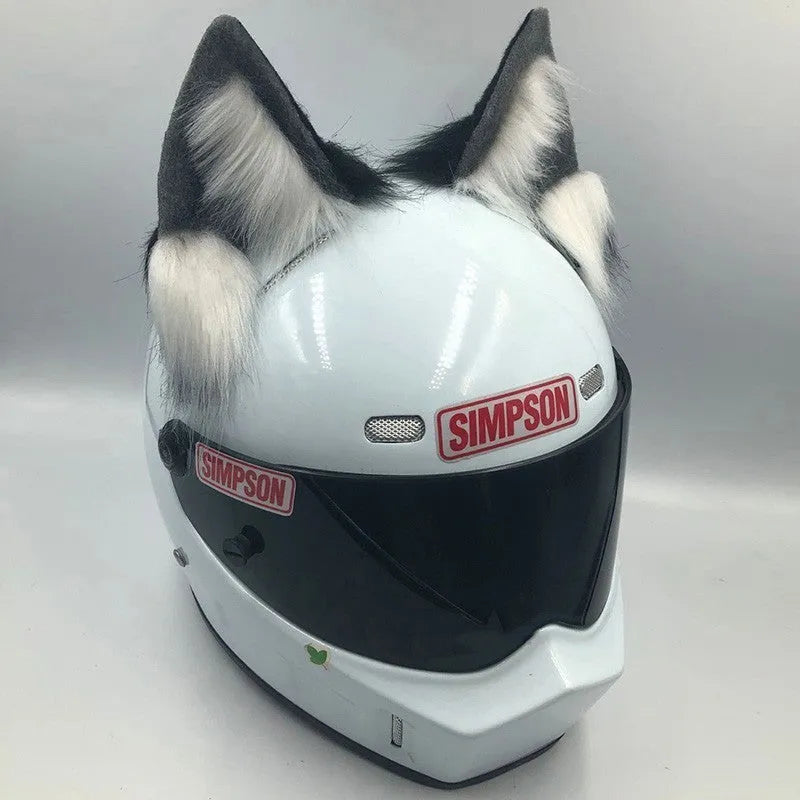 ABS helmet ornaments with animal ears and tails for motorcycle helmets in various colour options