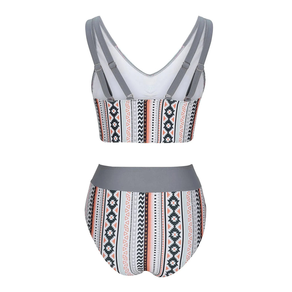Women's solid colour cross sling split bikini swimsuit in polyester fabric