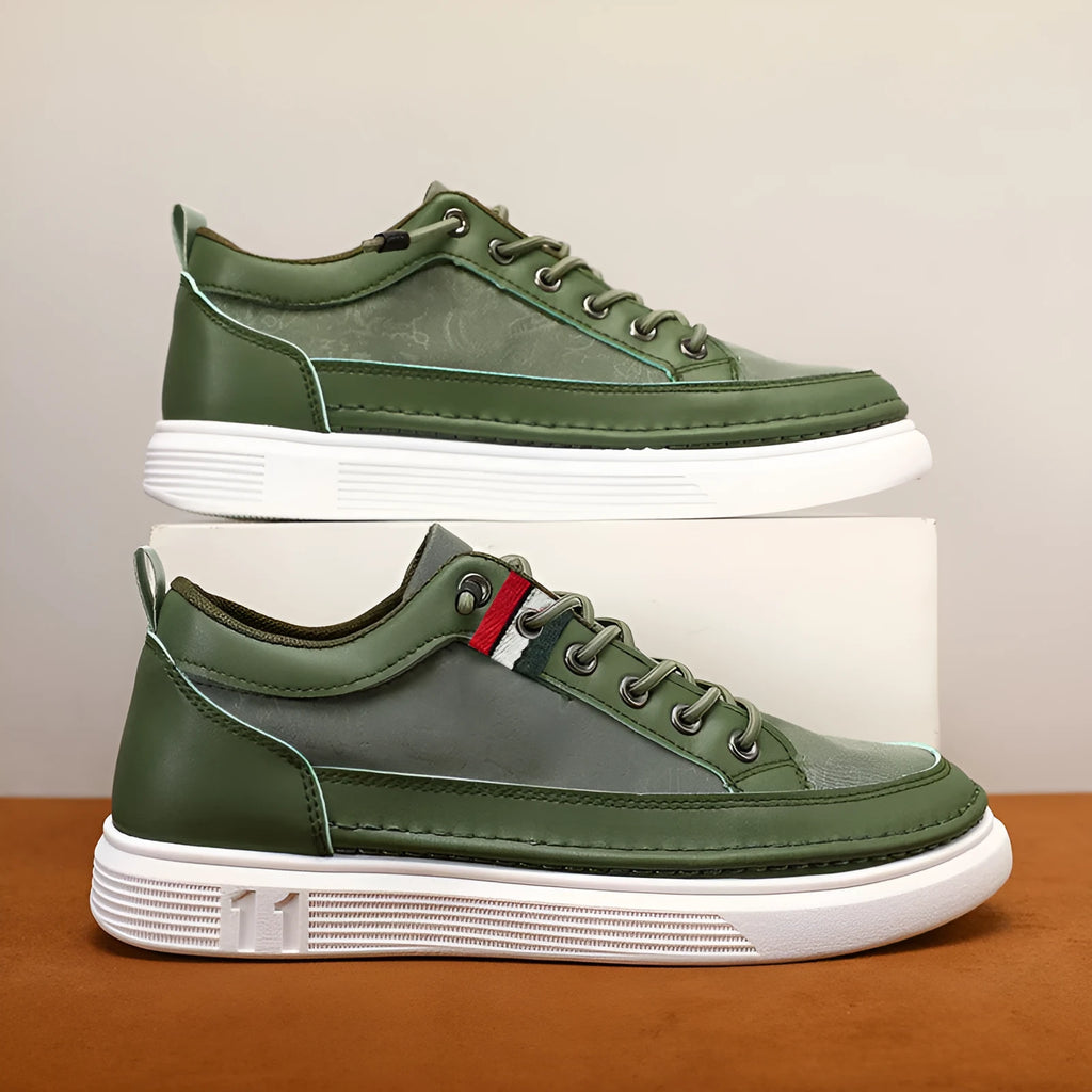 Men's grey high-top canvas bandage sneakers with a round toe on a PVC sole.