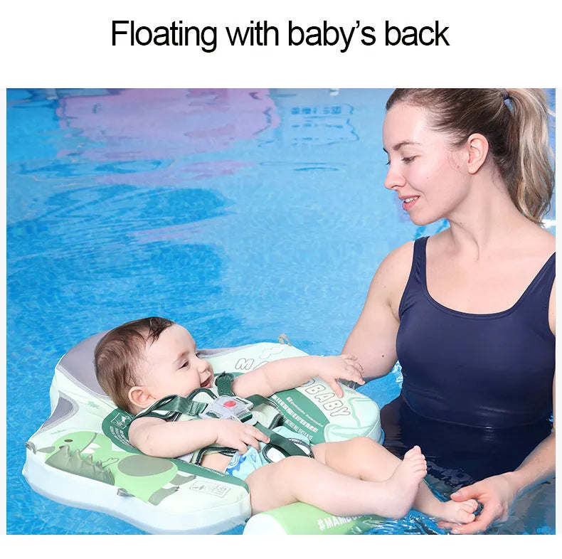 Avocado green dinosaur baby floating swimming ring with sun shade for children 3-24 months